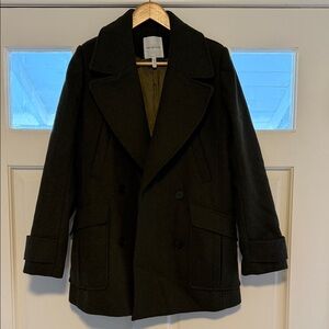 Dark Green Double-Breasted Peacoat